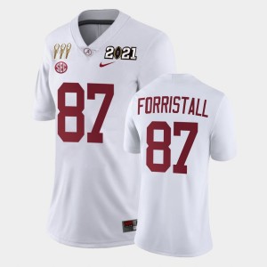 Women's Alabama Crimson Tide #87 Miller Forristall White Limited 3X CFP National Championship Jersey 363186-413