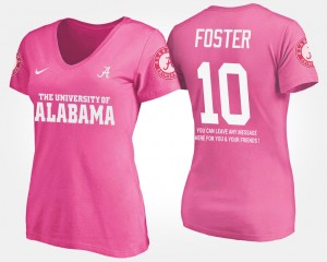 Women's Alabama Crimson Tide #10 Reuben Foster Pink With Message Name and Number T-Shirt 257027-897