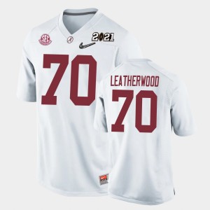 Youth Alabama Crimson Tide #70 Alex Leatherwood White Replica 2021 National Championship Jersey 549999-910