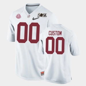 Youth Alabama Crimson Tide #00 Custom White Replica 2021 National Championship Jersey 256745-523