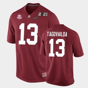 Youth Alabama Crimson Tide #13 Tua Tagovailoa Crimson Replica 2021 National Championship Jersey 839493-852