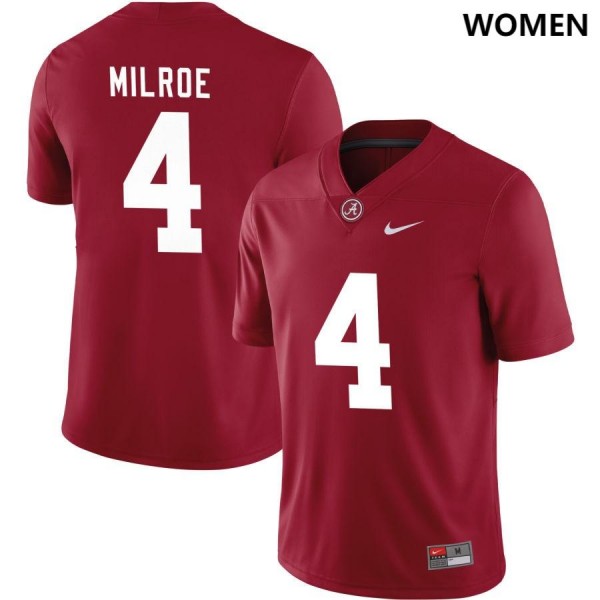 Women s Alabama Crimson Tide 4 Jalen Milroe Crimson College Football Jersey 946876 725