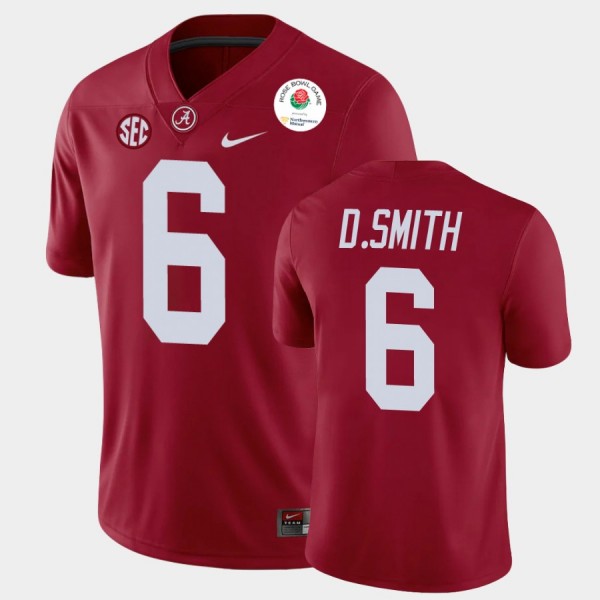 Men s Alabama Crimson Tide 6 DeVonta Smith Crimson College Football 2021 Rose Bowl Jersey 650045 958